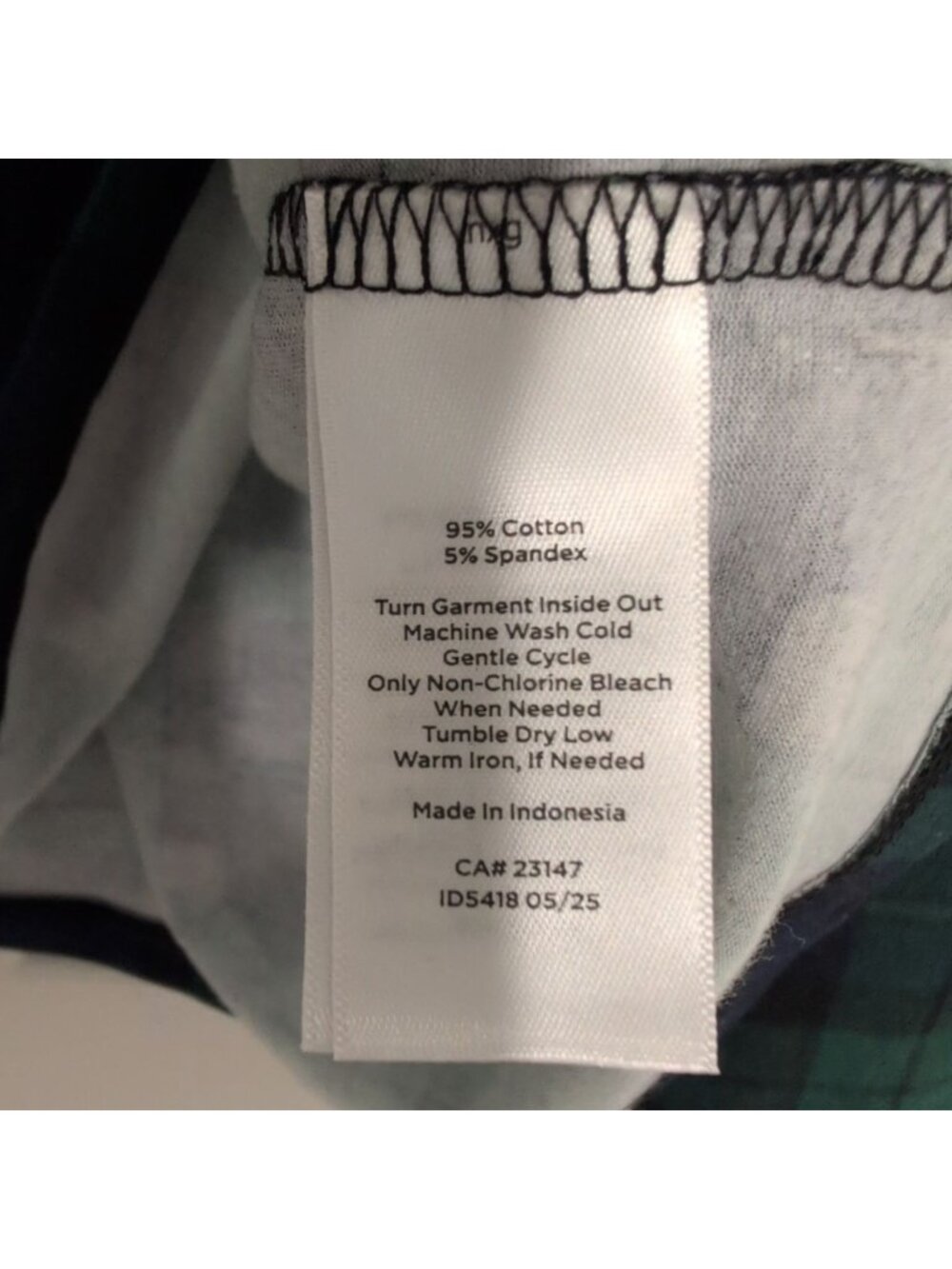 Talbots Blackwatch Plaid Tee Womens Plus Size 3X Green Blue Cotton Stretch Casua - Picture 5 of 6